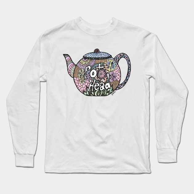 Tea Pot Head Long Sleeve T-Shirt by julieerindesigns